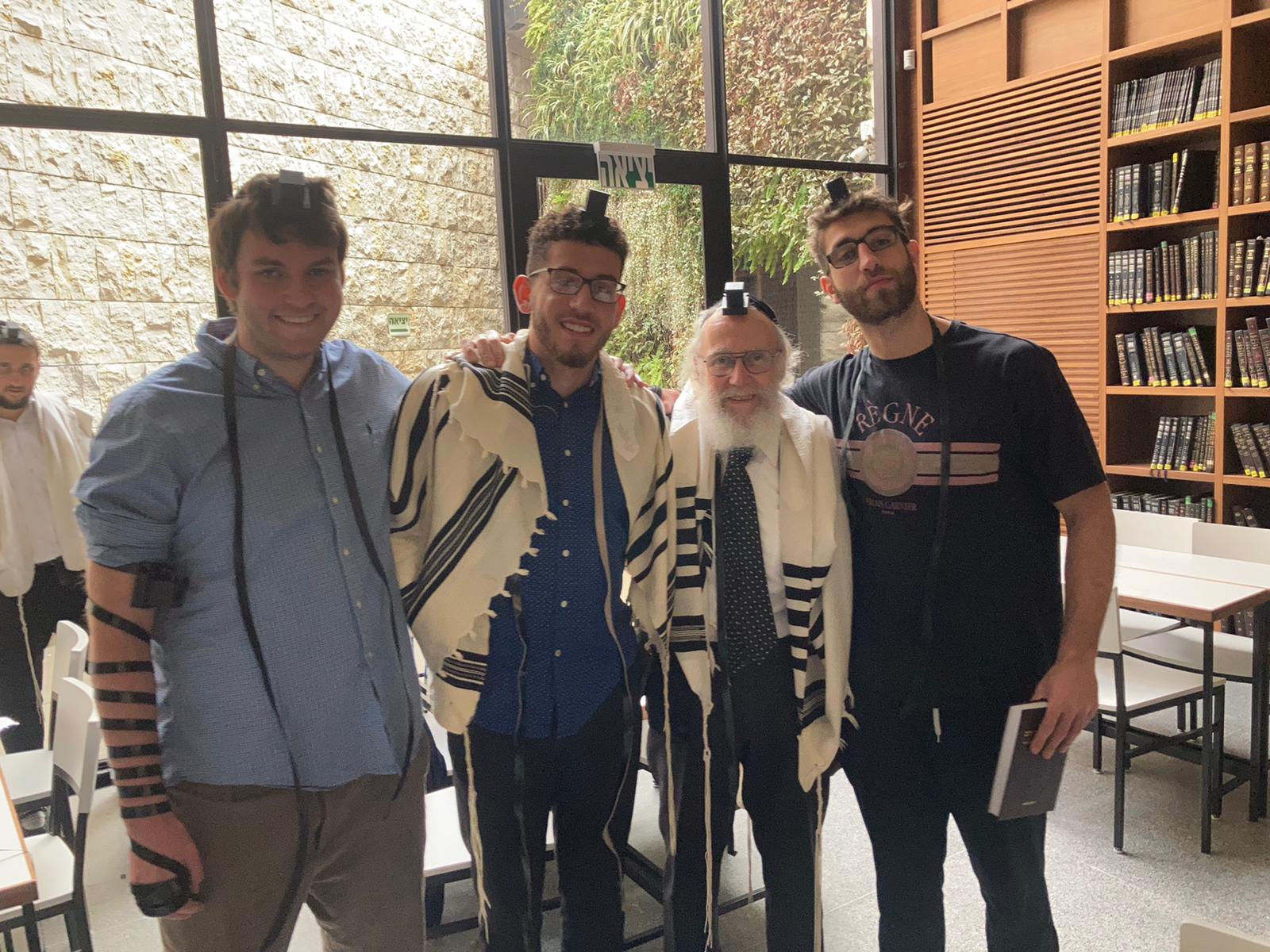 The triple Tefillin giveaway at Ohr Sameach in Jerusalem, where Danny Carr received his pair, December 2021.